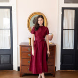 Kate Dress Dupioni - Burgundy