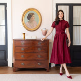 Kate Dress Dupioni - Burgundy