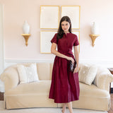 Kate Dress Dupioni - Burgundy