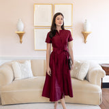 Kate Dress Dupioni - Burgundy