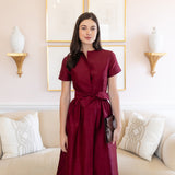 Kate Dress Dupioni - Burgundy