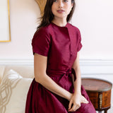 Kate Dress Dupioni - Burgundy