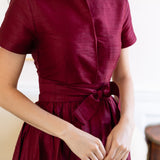 Kate Dress Dupioni - Burgundy