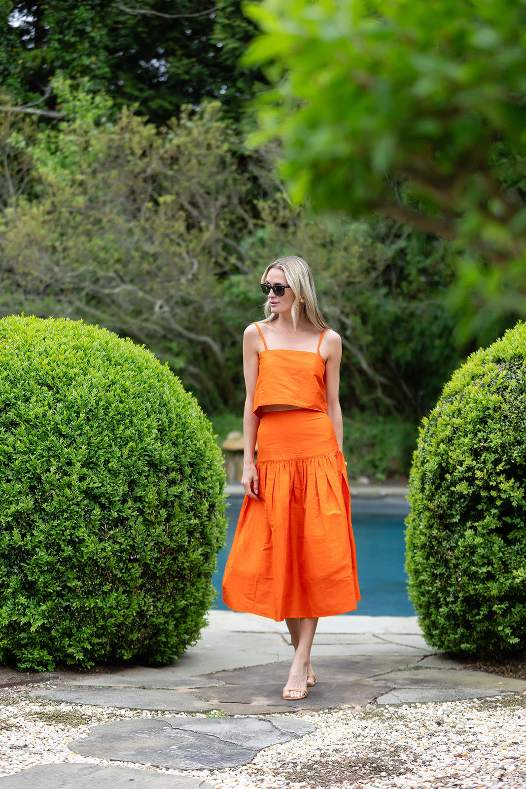 Circle Skirt Dupioni Tangerine – Julia Amory - Main Image