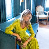 Chloe Caftan Velvet - Chartreuse