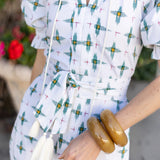 Zoe Dress Ikat - Blanc