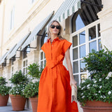 Betty Dress Dupioni - Tangerine