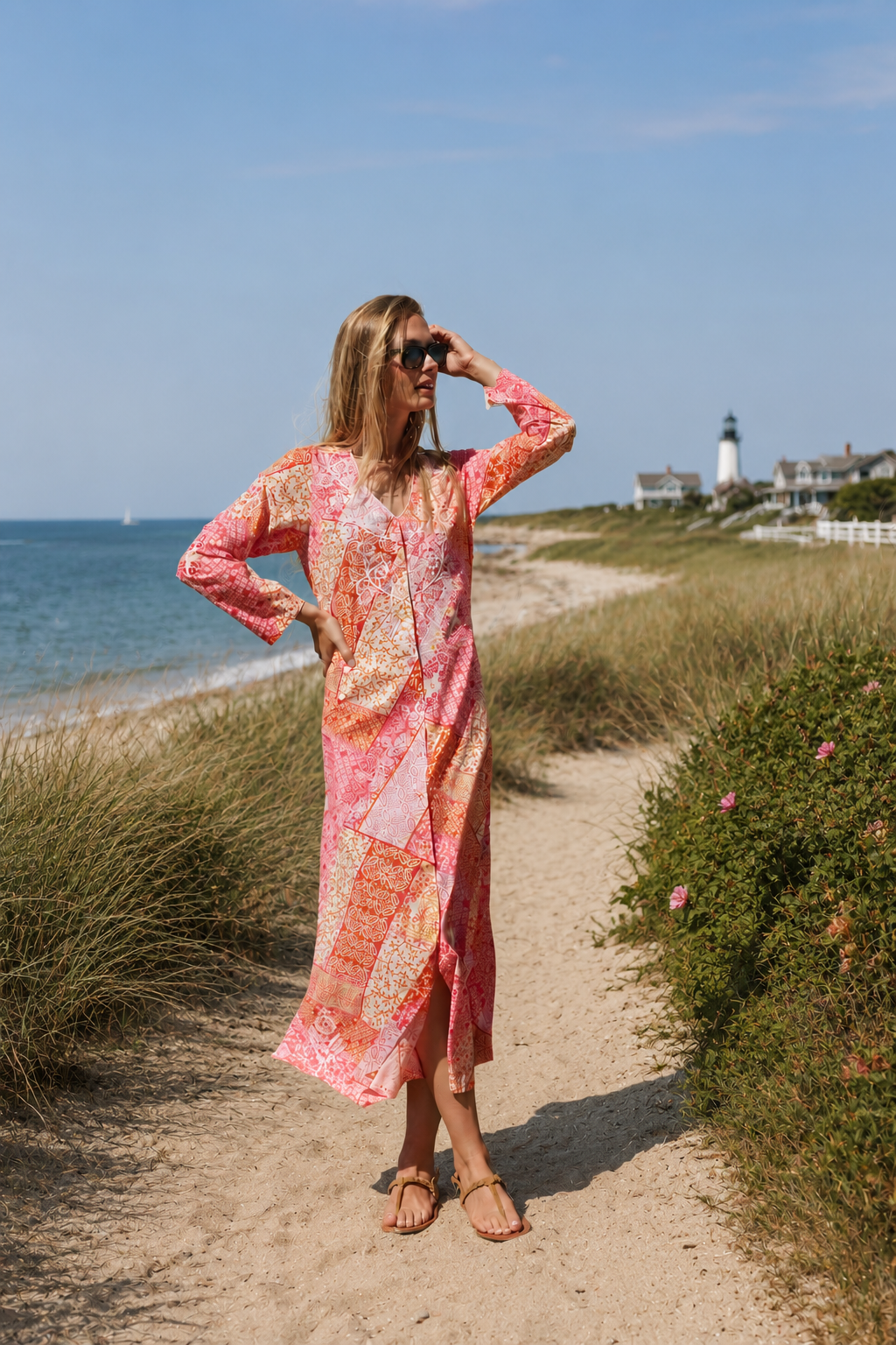LAGUA GEM OFF SHOLDER PRINT チュニック Chloe Caftan Cotton - Sunset Zigzag – Julia Amory