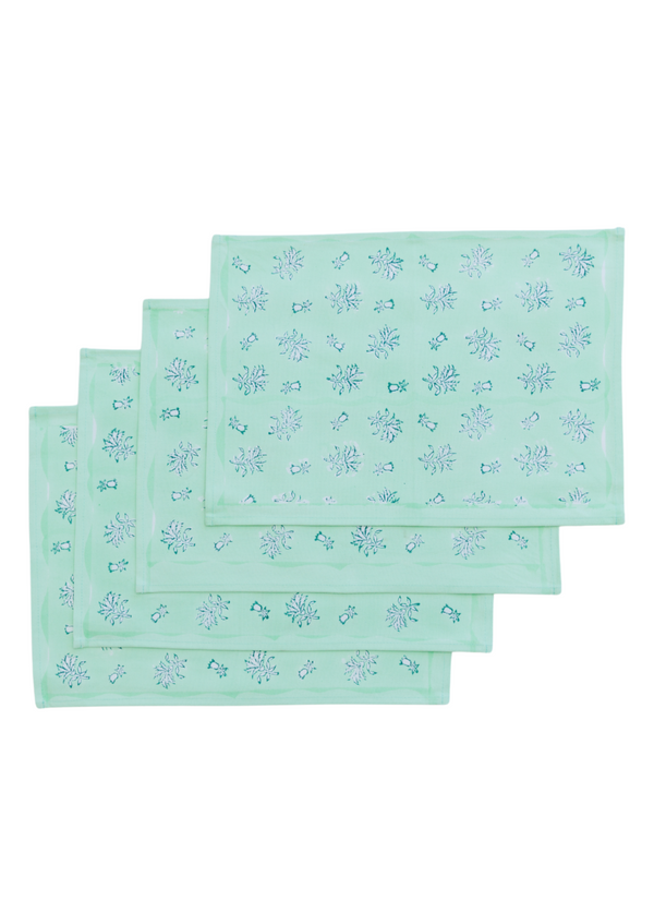 Snow Pea Bluebell Placemats - Set of 4 with Dinner Napkins