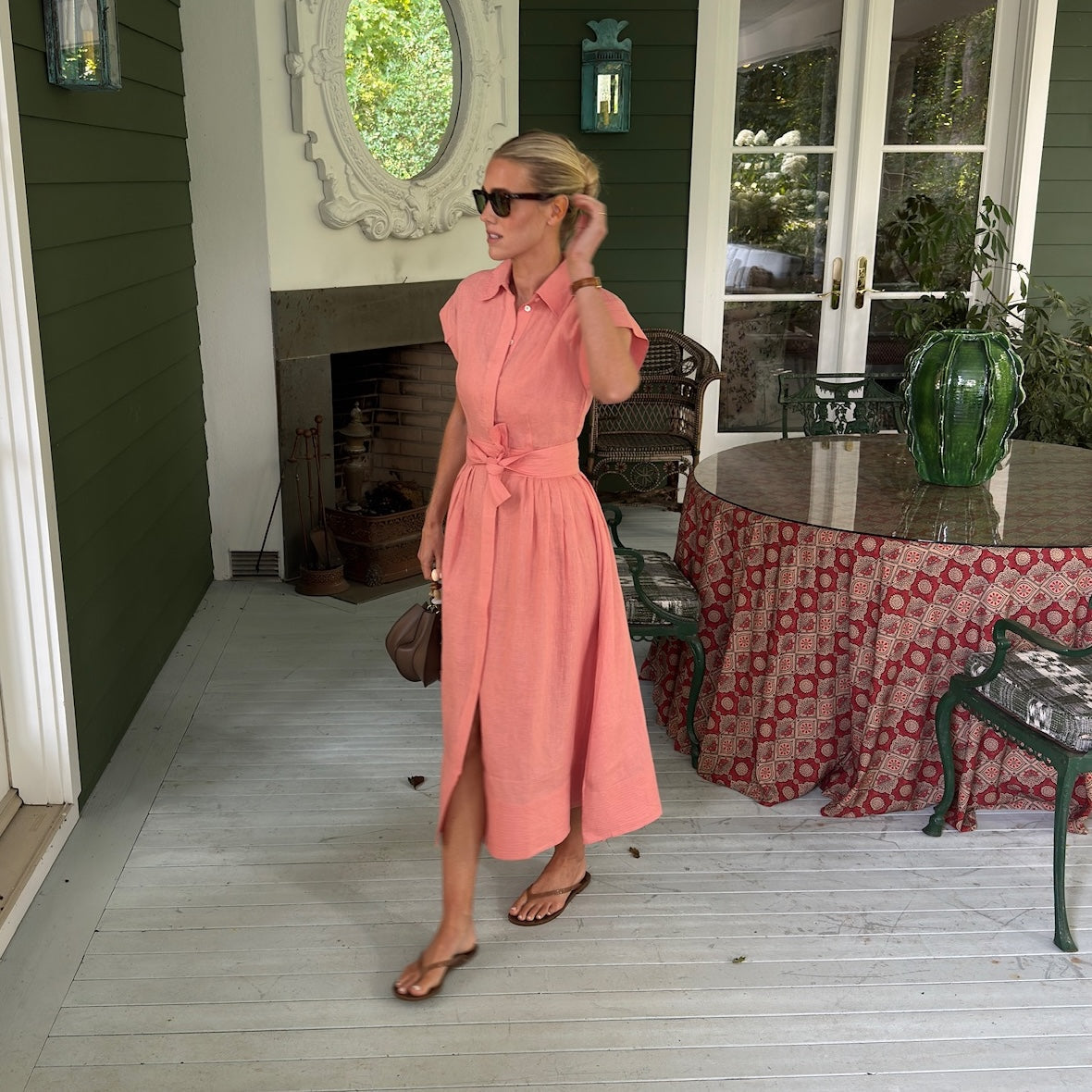 Betty Dress Linen - Terracotta