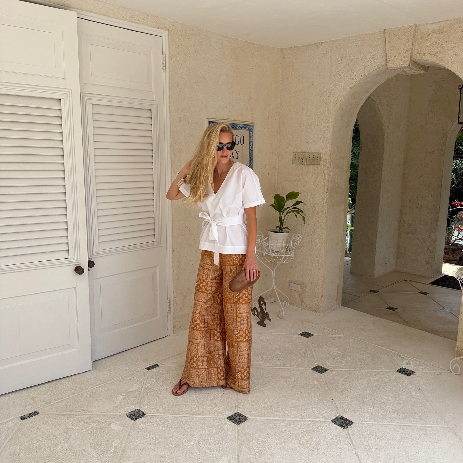 Lauren Top & Ivy Pant Dupioni Tobacco Bandana