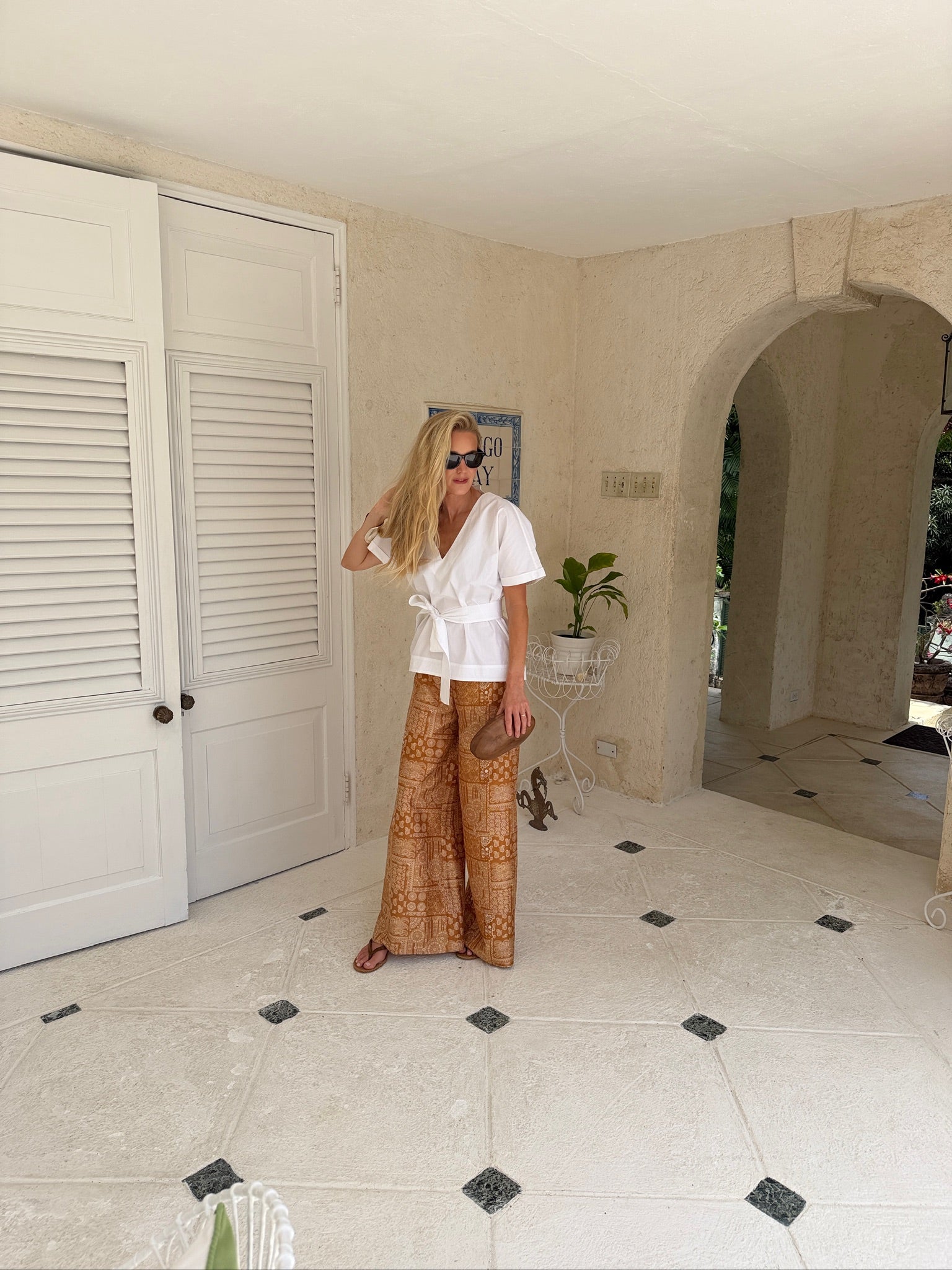 Lauren Top & Ivy Pant Dupioni Tobacco Bandana
