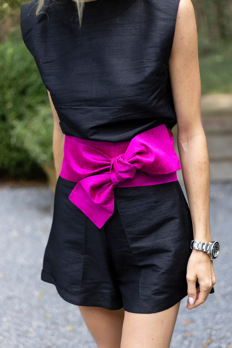 Edie Belt Dupioni - Dark Fuchsia