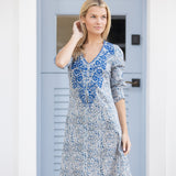 Chloe Caftan Printed - Chambray Chamonix Fleur