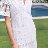 Short Sleeve Majorelle Eyelet - Blanc