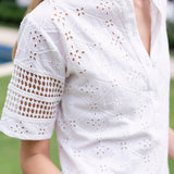Short Sleeve Majorelle Eyelet - Blanc