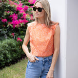 Slim Top Poplin - Tangerine Marbella