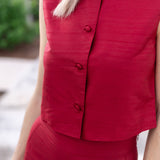 Blair Top Dupioni- Crimson
