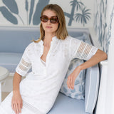 Short Sleeve Majorelle Eyelet - Blanc