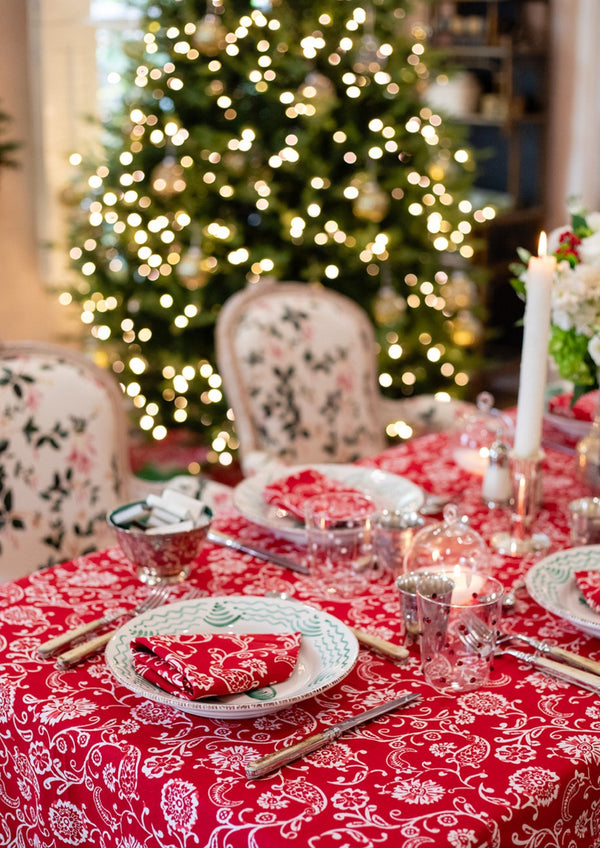 red christmas tablecloth