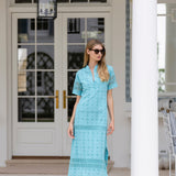 Short Sleeve Majorelle Eyelet - Dusty Aqua