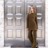 Long Sleeve Metallic Tunic - Gold