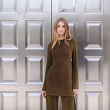 Long Sleeve Metallic Tunic - Gold