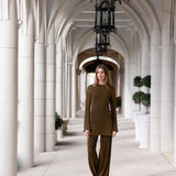 Long Sleeve Metallic Tunic - Gold