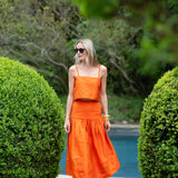 Circle Top Dupioni - Tangerine