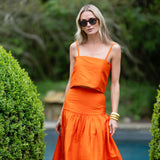 Circle Top Dupioni - Tangerine