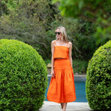 Circle Top Dupioni - Tangerine