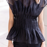 Ava Top Organza - Noir