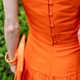 Circle Top Dupioni - Tangerine
