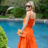 Circle Top Dupioni - Tangerine