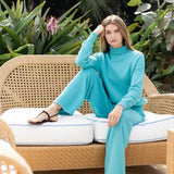 Falmouth Wide Leg Pant - Dusty Aqua