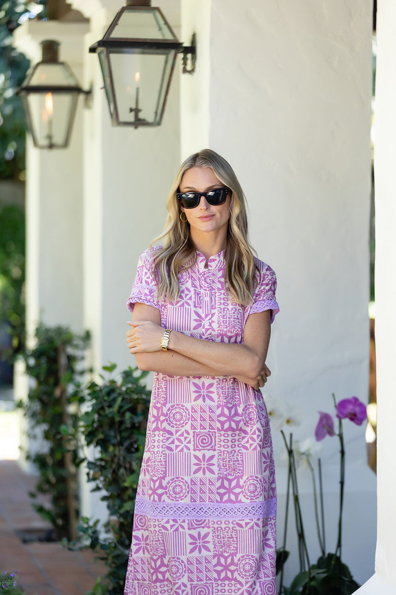 Short Sleeve Majorelle - Lilac Batik Patchwork