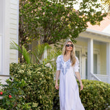 Chloe Caftan - Blanc with Chambray