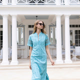 Short Sleeve Majorelle Eyelet - Dusty Aqua