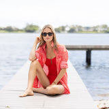 The JA Husband Shirt - Lipstick Red Marbella