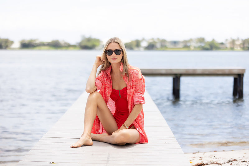 The JA Husband Shirt - Lipstick Red Marbella