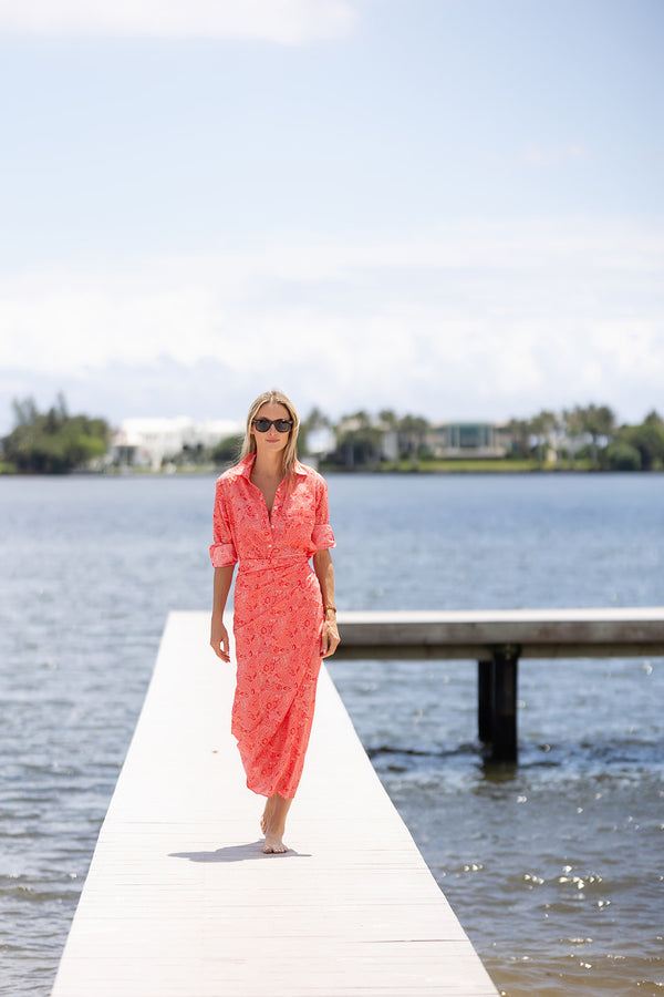The JA Husband Shirt - Lipstick Red Marbella