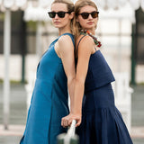 Circle Top Dupioni - Peacoat