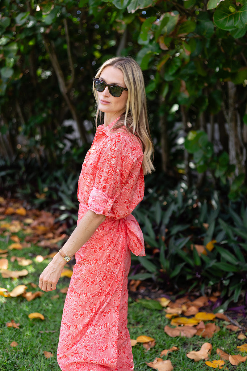 The JA Husband Shirt - Lipstick Red Marbella