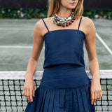 Circle Top Dupioni - Peacoat
