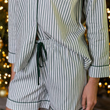 Siasconset Pajama Short Set - Garden Ticking Stripe