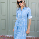 The JA Shirtdress - Cornflower Blue Tangier Patchwork