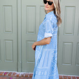 The JA Shirtdress - Cornflower Blue Tangier Patchwork