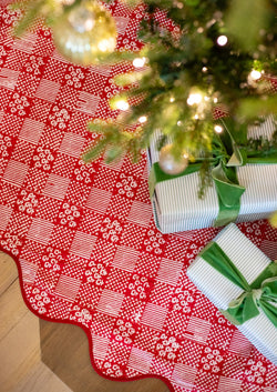 red patchwork tree skirt