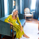 Chloe Caftan Velvet - Chartreuse