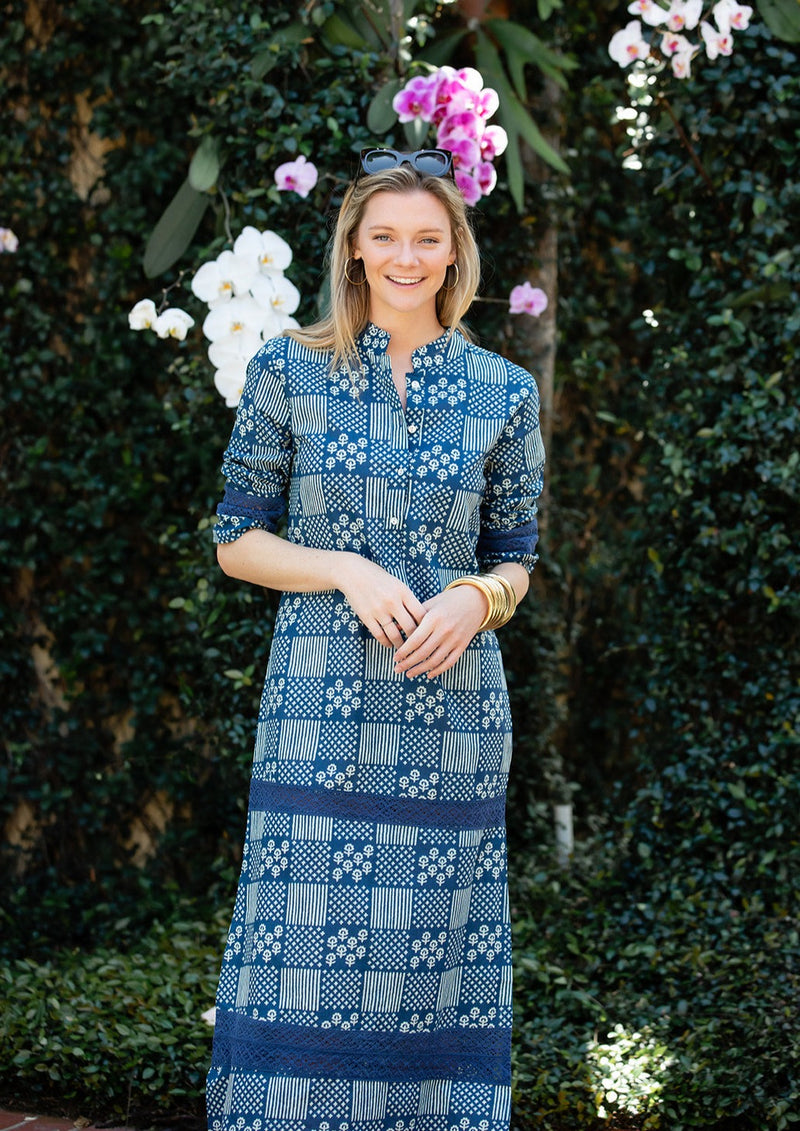 The Majorelle Dress - Stonington Blue Patchwork